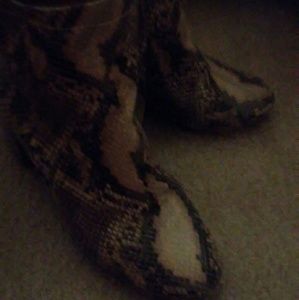Faux snake skin booties